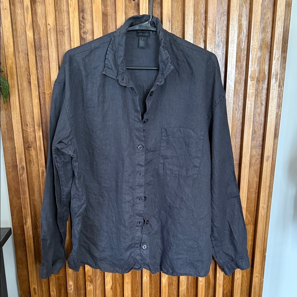 Vintage H&M Home 100% Linen buttoned front shirt. Size M - Picture 2 of 9